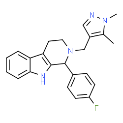 ChemSpider 2D Image | 2-[(1,5-Dimethyl-1H-pyrazol-4-yl)methyl]-1-(4-fluorophenyl)-2,3,4,9-tetrahydro-1H-beta-carboline | C23H23FN4