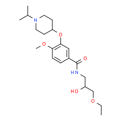 ChemSpider 2D Image | N-(3-Ethoxy-2-hydroxypropyl)-3-[(1-isopropyl-4-piperidinyl)oxy]-4-methoxybenzamide | C21H34N2O5