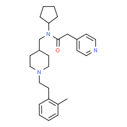 ChemSpider 2D Image | N-Cyclopentyl-N-({1-[2-(2-methylphenyl)ethyl]-4-piperidinyl}methyl)-2-(4-pyridinyl)acetamide | C27H37N3O