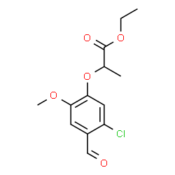 ChemSpider 2D Image | Ethyl 2-(5-chloro-4-formyl-2-methoxyphenoxy)propanoate | C13H15ClO5