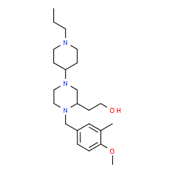 ChemSpider 2D Image | 2-[1-(4-Methoxy-3-methylbenzyl)-4-(1-propyl-4-piperidinyl)-2-piperazinyl]ethanol | C23H39N3O2