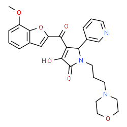 ChemSpider 2D Image | 3-Hydroxy-4-[(7-methoxy-1-benzofuran-2-yl)carbonyl]-1-[3-(4-morpholinyl)propyl]-5-(3-pyridinyl)-1,5-dihydro-2H-pyrrol-2-one | C26H27N3O6