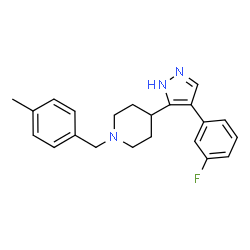 ChemSpider 2D Image | 4-[4-(3-Fluorophenyl)-1H-pyrazol-5-yl]-1-(4-methylbenzyl)piperidine | C22H24FN3
