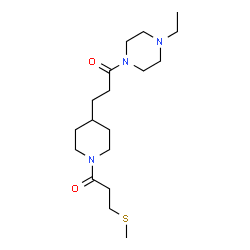 ChemSpider 2D Image | 1-(4-Ethyl-1-piperazinyl)-3-{1-[3-(methylsulfanyl)propanoyl]-4-piperidinyl}-1-propanone | C18H33N3O2S