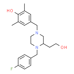 ChemSpider 2D Image | 4-{[4-(4-Fluorobenzyl)-3-(2-hydroxyethyl)-1-piperazinyl]methyl}-2,6-dimethylphenol | C22H29FN2O2