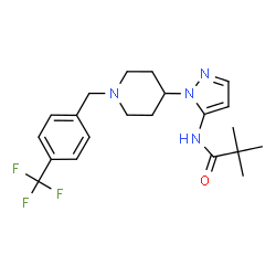 ChemSpider 2D Image | 2,2-Dimethyl-N-(1-{1-[4-(trifluoromethyl)benzyl]-4-piperidinyl}-1H-pyrazol-5-yl)propanamide | C21H27F3N4O