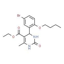 ChemSpider 2D Image | Ethyl 4-(5-bromo-2-butoxyphenyl)-6-methyl-2-oxo-1,2,3,4-tetrahydro-5-pyrimidinecarboxylate | C18H23BrN2O4
