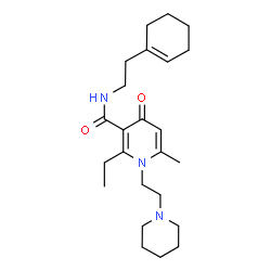 ChemSpider 2D Image | N-[2-(1-Cyclohexen-1-yl)ethyl]-2-ethyl-6-methyl-4-oxo-1-[2-(1-piperidinyl)ethyl]-1,4-dihydro-3-pyridinecarboxamide | C24H37N3O2