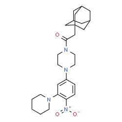 ChemSpider 2D Image | 2-(Adamantan-1-yl)-1-{4-[4-nitro-3-(1-piperidinyl)phenyl]-1-piperazinyl}ethanone | C27H38N4O3