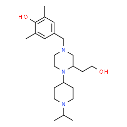 ChemSpider 2D Image | 4-{[3-(2-Hydroxyethyl)-4-(1-isopropyl-4-piperidinyl)-1-piperazinyl]methyl}-2,6-dimethylphenol | C23H39N3O2