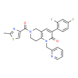 ChemSpider 2D Image | 3-(2,4-Difluorophenyl)-6-[(2-methyl-1,3-thiazol-4-yl)carbonyl]-1-(2-pyridinylmethyl)-5,6,7,8-tetrahydro-1,6-naphthyridin-2(1H)-one | C25H20F2N4O2S