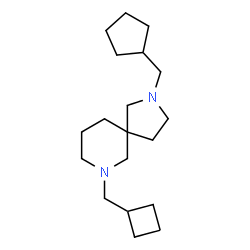 ChemSpider 2D Image | 7-(Cyclobutylmethyl)-2-(cyclopentylmethyl)-2,7-diazaspiro[4.5]decane | C19H34N2