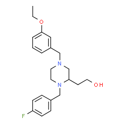 ChemSpider 2D Image | 2-[4-(3-Ethoxybenzyl)-1-(4-fluorobenzyl)-2-piperazinyl]ethanol | C22H29FN2O2
