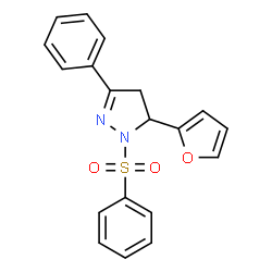 ChemSpider 2D Image | 5-(2-Furyl)-3-phenyl-1-(phenylsulfonyl)-4,5-dihydro-1H-pyrazole | C19H16N2O3S