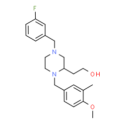 ChemSpider 2D Image | 2-[4-(3-Fluorobenzyl)-1-(4-methoxy-3-methylbenzyl)-2-piperazinyl]ethanol | C22H29FN2O2