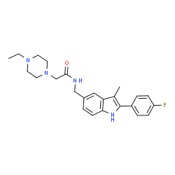 ChemSpider 2D Image | 2-(4-Ethyl-1-piperazinyl)-N-{[2-(4-fluorophenyl)-3-methyl-1H-indol-5-yl]methyl}acetamide | C24H29FN4O