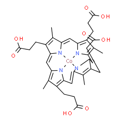 ChemSpider 2D Image | [3,3',3'',3'''-(3,8,13,18-Tetramethyl-22,24-dihydroporphyrin-2,7,12,17-tetrayl-kappa~4~N~21~,N~22~,N~23~,N~24~)tetrapropanoato(4-)]cobalt | C36H36CoN4O8