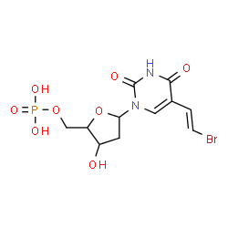 ChemSpider 2D Image | 5-[(E)-2-Bromovinyl]-1-(2-deoxy-5-O-phosphonopentofuranosyl)-2,4(1H,3H)-pyrimidinedione | C11H14BrN2O8P