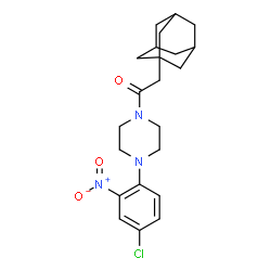 ChemSpider 2D Image | 2-(Adamantan-1-yl)-1-[4-(4-chloro-2-nitrophenyl)-1-piperazinyl]ethanone | C22H28ClN3O3