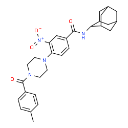 ChemSpider 2D Image | N-(Adamantan-2-yl)-4-[4-(4-methylbenzoyl)-1-piperazinyl]-3-nitrobenzamide | C29H34N4O4