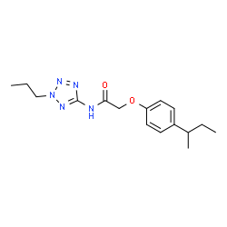 ChemSpider 2D Image | 2-(4-sec-Butylphenoxy)-N-(2-propyl-2H-tetrazol-5-yl)acetamide | C16H23N5O2