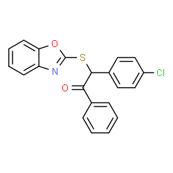 ChemSpider 2D Image | 2-(1,3-Benzoxazol-2-ylsulfanyl)-2-(4-chlorophenyl)-1-phenylethanone | C21H14ClNO2S