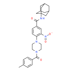 ChemSpider 2D Image | N-(Adamantan-1-yl)-4-[4-(4-methylbenzoyl)-1-piperazinyl]-3-nitrobenzamide | C29H34N4O4