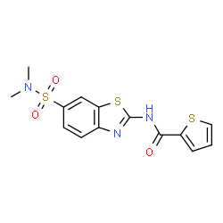 ChemSpider 2D Image | N-[6-(Dimethylsulfamoyl)-1,3-benzothiazol-2-yl]-2-thiophenecarboxamide | C14H13N3O3S3