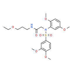 ChemSpider 2D Image | N~2~-(2,5-Dimethoxyphenyl)-N~2~-[(3,4-dimethoxyphenyl)sulfonyl]-N-(3-ethoxypropyl)glycinamide | C23H32N2O8S