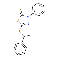 ChemSpider 2D Image | 3-Phenyl-5-[(1-phenylethyl)sulfanyl]-1,3,4-thiadiazole-2(3H)-thione | C16H14N2S3