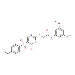 ChemSpider 2D Image | N-(3,5-Dimethoxyphenyl)-2-({5-[(4-ethylphenyl)sulfonyl]-4-oxo-1,4-dihydro-2-pyrimidinyl}sulfanyl)acetamide | C22H23N3O6S2