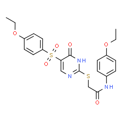 ChemSpider 2D Image | N-(4-Ethoxyphenyl)-2-({5-[(4-ethoxyphenyl)sulfonyl]-4-oxo-1,4-dihydro-2-pyrimidinyl}sulfanyl)acetamide | C22H23N3O6S2