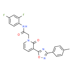 ChemSpider 2D Image | N-(2,4-Difluorophenyl)-2-{3-[3-(4-methylphenyl)-1,2,4-oxadiazol-5-yl]-2-oxo-1(2H)-pyridinyl}acetamide | C22H16F2N4O3
