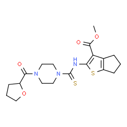 ChemSpider 2D Image | Methyl 2-({[4-(tetrahydrofuran-2-ylcarbonyl)piperazin-1-yl]carbothioyl}amino)-5,6-dihydro-4H-cyclopenta[b]thiophene-3-carboxylate | C19H25N3O4S2