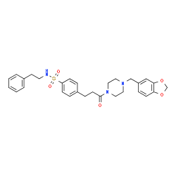 ChemSpider 2D Image | 4-{3-[4-(1,3-Benzodioxol-5-ylmethyl)-1-piperazinyl]-3-oxopropyl}-N-(2-phenylethyl)benzenesulfonamide | C29H33N3O5S