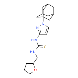 ChemSpider 2D Image | 1-[1-(Adamantan-1-yl)-1H-pyrazol-3-yl]-3-(tetrahydro-2-furanylmethyl)thiourea | C19H28N4OS