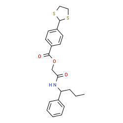 ChemSpider 2D Image | 2-Oxo-2-[(1-phenylbutyl)amino]ethyl 4-(1,3-dithiolan-2-yl)benzoate | C22H25NO3S2