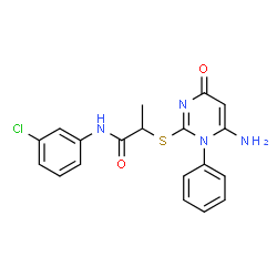 ChemSpider 2D Image | 2-[(6-AMINO-4-OXO-1-PHENYLPYRIMIDIN-2-YL)SULFANYL]-N-(3-CHLOROPHENYL)PROPANAMIDE | C19H17ClN4O2S