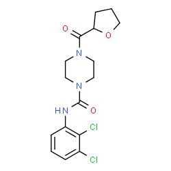ChemSpider 2D Image | N-(2,3-Dichlorophenyl)-4-(tetrahydro-2-furanylcarbonyl)-1-piperazinecarboxamide | C16H19Cl2N3O3