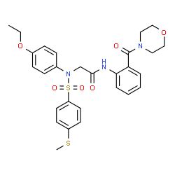 ChemSpider 2D Image | N~2~-(4-Ethoxyphenyl)-N~2~-{[4-(methylsulfanyl)phenyl]sulfonyl}-N-[2-(4-morpholinylcarbonyl)phenyl]glycinamide | C28H31N3O6S2