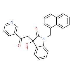 ChemSpider 2D Image | 3-Hydroxy-1-(1-naphthylmethyl)-3-[2-oxo-2-(3-pyridinyl)ethyl]-1,3-dihydro-2H-indol-2-one | C26H20N2O3