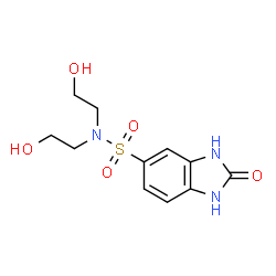 ChemSpider 2D Image | N,N-Bis(2-hydroxyethyl)-2-oxo-2,3-dihydro-1H-benzimidazole-5-sulfonamide | C11H15N3O5S
