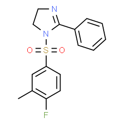 ChemSpider 2D Image | 1-[(4-Fluoro-3-methylphenyl)sulfonyl]-2-phenyl-4,5-dihydro-1H-imidazole | C16H15FN2O2S
