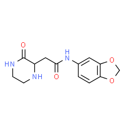 ChemSpider 2D Image | N-(1,3-Benzodioxol-5-yl)-2-(3-oxo-2-piperazinyl)acetamide | C13H15N3O4