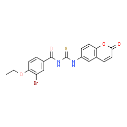 ChemSpider 2D Image | 3-Bromo-4-ethoxy-N-[(2-oxo-2H-chromen-6-yl)carbamothioyl]benzamide | C19H15BrN2O4S
