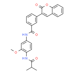 ChemSpider 2D Image | N-[4-(Isobutyrylamino)-3-methoxyphenyl]-3-(2-oxo-2H-chromen-3-yl)benzamide | C27H24N2O5