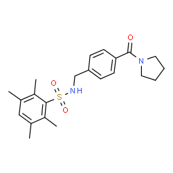 ChemSpider 2D Image | 2,3,5,6-Tetramethyl-N-[4-(1-pyrrolidinylcarbonyl)benzyl]benzenesulfonamide | C22H28N2O3S