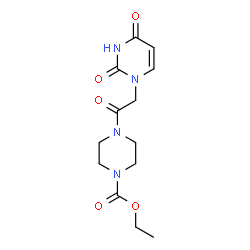 ChemSpider 2D Image | Ethyl 4-[(2,4-dioxo-3,4-dihydro-1(2H)-pyrimidinyl)acetyl]-1-piperazinecarboxylate | C13H18N4O5