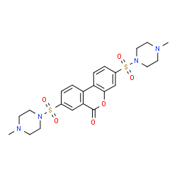 ChemSpider 2D Image | 3,8-Bis[(4-methyl-1-piperazinyl)sulfonyl]-6H-benzo[c]chromen-6-one | C23H28N4O6S2