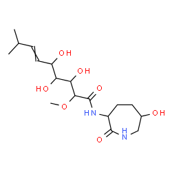 ChemSpider 2D Image | 3,4,5-Trihydroxy-N-(6-hydroxy-2-oxo-3-azepanyl)-2-methoxy-8-methyl-6-nonenamide | C17H30N2O7